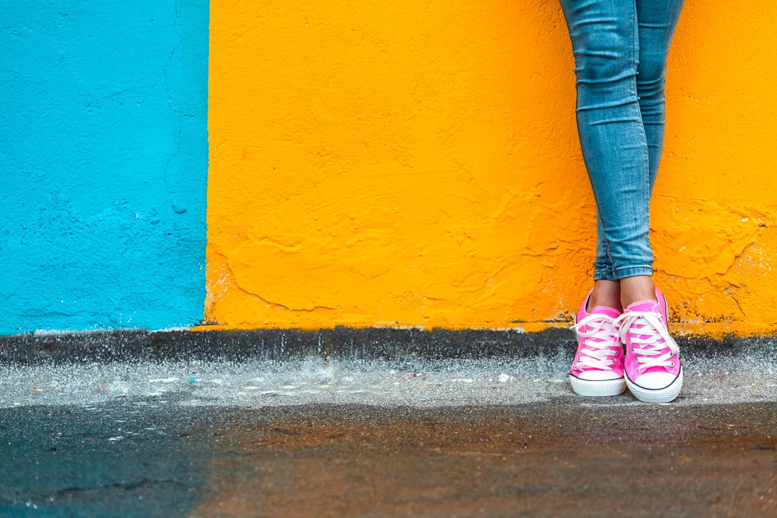 Woman in pink sneakers